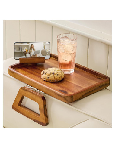 Bandeja de Brazo de Sofá Tinamo de Madera de Acacia 35x24 cm