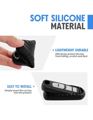 Funda de Llave Silicona Fibra de Carbono WORCAS Mazda Fiat