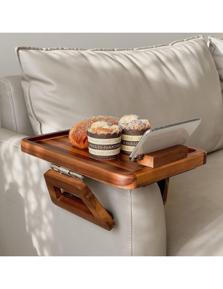 Bandeja de Brazo de Sofá Tinamo de Madera de Acacia 35x24 cm