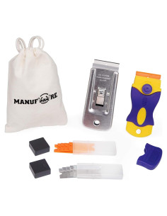 Raspador de Cuchillas Portátil MANUFORE - 2 Raspadores y 10 Cuchillas