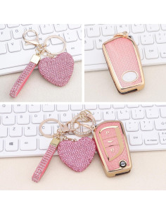 Funda de Llave Toyota 3 Botones Oro Rosa TPU para Camry RAV4 2