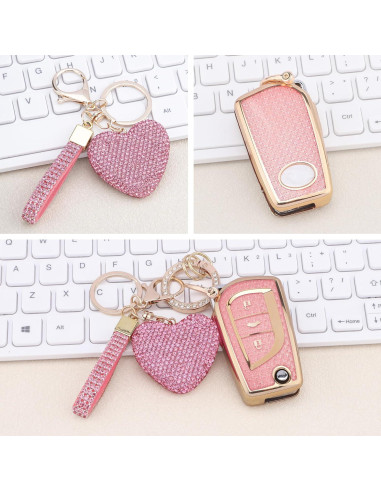 Funda de Llave Toyota 3 Botones Oro Rosa TPU para Camry RAV4