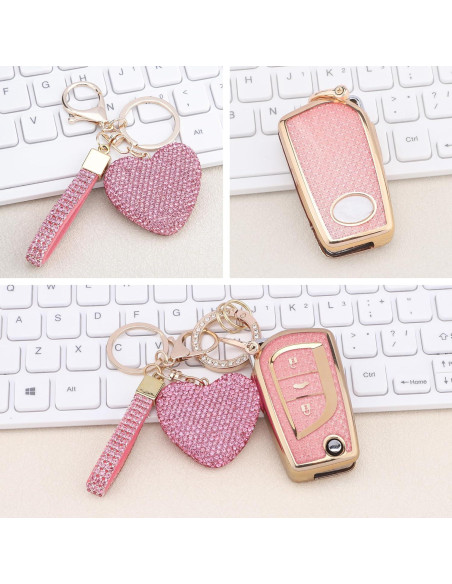 Funda de Llave Toyota 3 Botones Oro Rosa TPU para Camry RAV4
