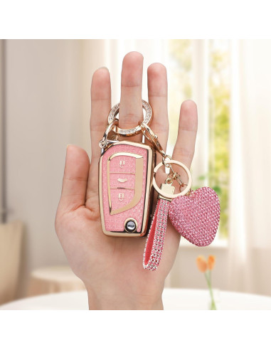Funda de Llave Toyota 3 Botones Oro Rosa TPU para Camry RAV4