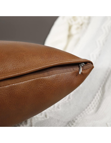 Funda Almohada Lumbar 35x50 cm Cuero Sintético NUYECY Marrón