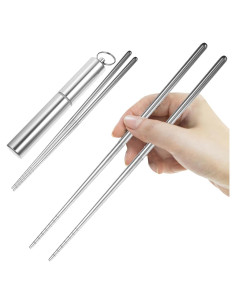 Set de Palillos Plegables Healifty Acero Inoxidable 304 2 Piezas