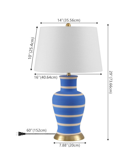 Lámpara de Mesa JONATHAN Y JYL4026L Cerámica 73.66 cm Azul/Beige