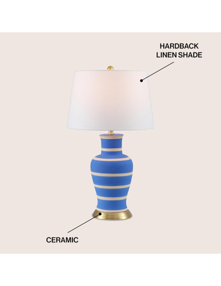 Lámpara de Mesa JONATHAN Y JYL4026L Cerámica 73.66 cm Azul/Beige