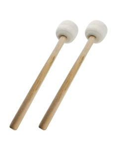 Mallets de Bombo 2Pcs Beige Fieltro de Lana 34cm Madera