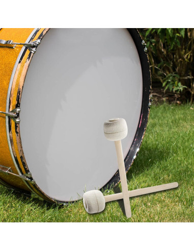 Mallets de Bombo 2Pcs Beige Fieltro de Lana 34cm Madera