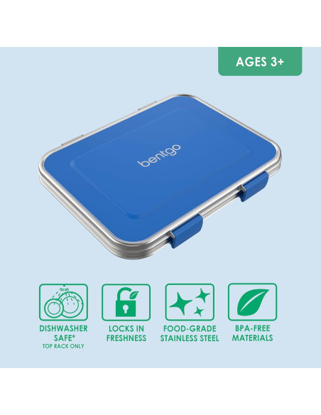 Funda para Almuerzo Bentgo Kids Acero Inoxidable Azul 3 Compartimentos