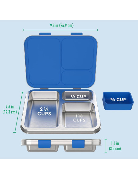 Funda para Almuerzo Bentgo Kids Acero Inoxidable Azul 3 Compartimentos