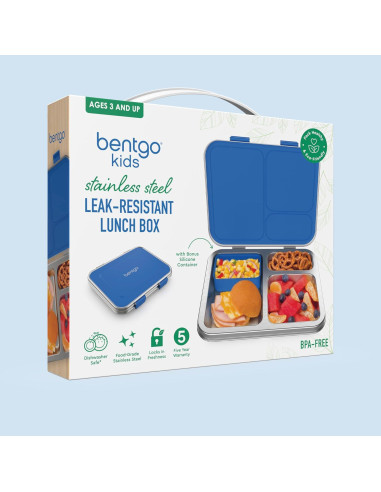 Funda para Almuerzo Bentgo Kids Acero Inoxidable Azul 3 Compartimentos
