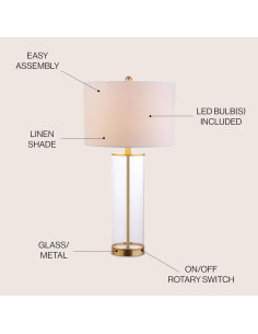 Lámpara de Mesa JONATHAN Y JYL2005A LED 74.3 cm Vidrio Oro 2