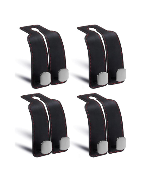 Gancho para bolso de coche DYREOOE - Doble gancho negro 4 pcs