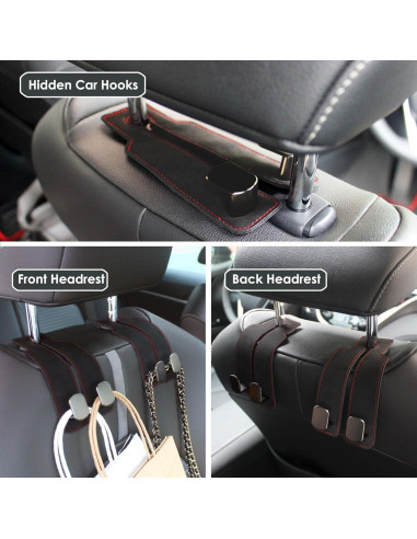 Gancho para bolso de coche DYREOOE - Doble gancho negro 4 pcs