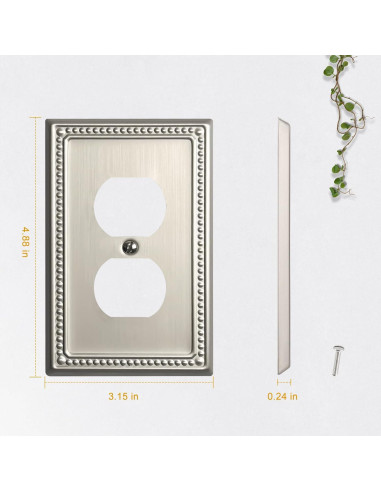 Cubiertas de Interruptor de Luz Kisrvopn Niquel Satinado - Paquete de 4