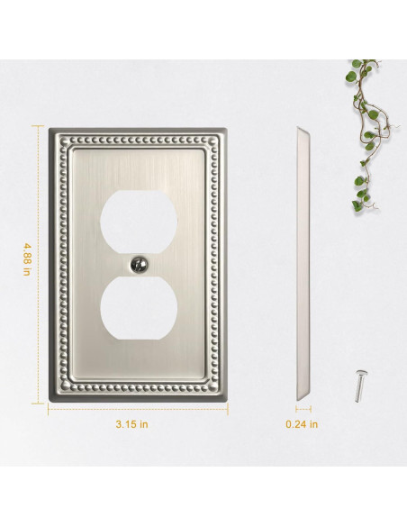 Cubiertas de Interruptor de Luz Kisrvopn Niquel Satinado - Paquete de 4