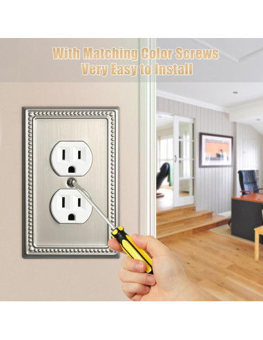 Cubiertas de Interruptor de Luz Kisrvopn Niquel Satinado - Paquete de 4