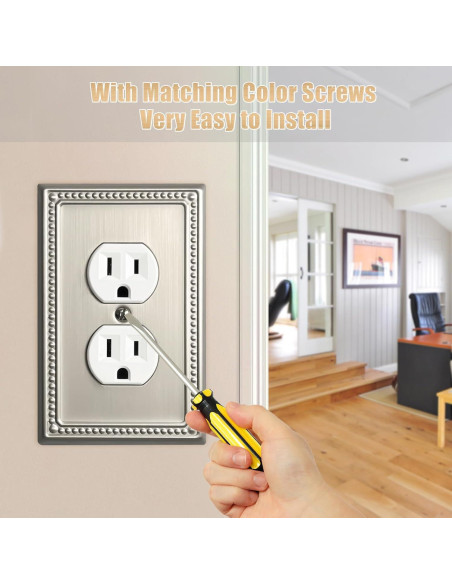 Cubiertas de Interruptor de Luz Kisrvopn Niquel Satinado - Paquete de 4