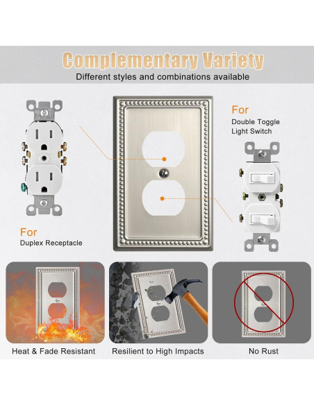 Cubiertas de Interruptor de Luz Kisrvopn Niquel Satinado - Paquete de 4