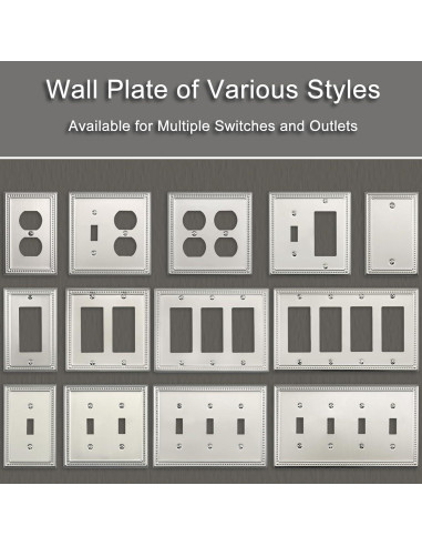 Cubiertas de Interruptor de Luz Kisrvopn Niquel Satinado - Paquete de 4