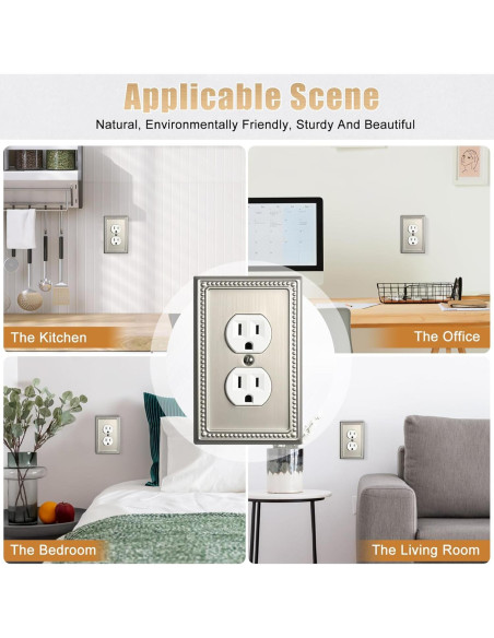 Cubiertas de Interruptor de Luz Kisrvopn Niquel Satinado - Paquete de 4