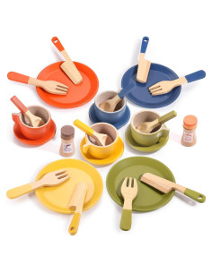 Conjunto de Comida de Madera GAGAKU 26PCS para Cocina Infantil