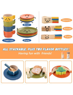 Conjunto de Comida de Madera GAGAKU 26PCS para Cocina Infantil 2