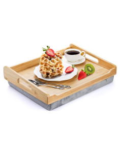 Bandeja de Desayuno TOPZEA de Bambú con Cojín Desmontable