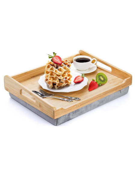 Bandeja de Desayuno TOPZEA de Bambú con Cojín Desmontable