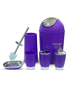 Juego de Accesorios de Baño 6 Piezas Plástico Púrpura