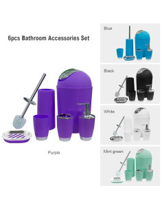 Juego de Accesorios de Baño 6 Piezas Plástico Púrpura 2