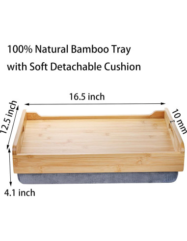 Bandeja de Desayuno TOPZEA de Bambú con Cojín Desmontable