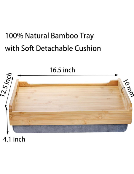 Bandeja de Desayuno TOPZEA de Bambú con Cojín Desmontable