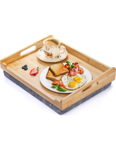 Bandeja de Desayuno TOPZEA de Bambú con Cojín Desmontable