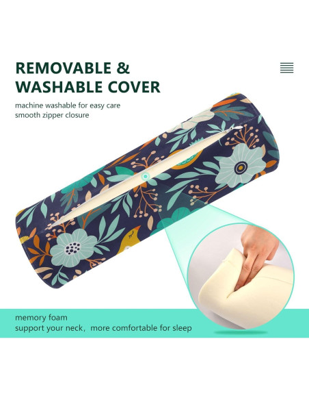 Almohada Cilíndrica de Espuma de Memoria QwThum 43x14 cm