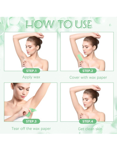 Kit de Depilación con Tiras de Cera Yaomiao 250 Piezas Verde