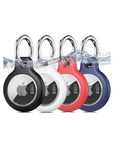 Paquete de 4 Fundas Impermeables IPX8 para AirTag Apple - Negro/Blanco/Rojo/Azul
