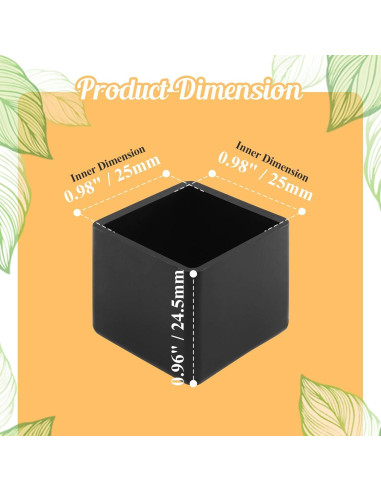 16 Tapones de Pierna de Silla HARSKIYER 25x25mm Caucho Negro