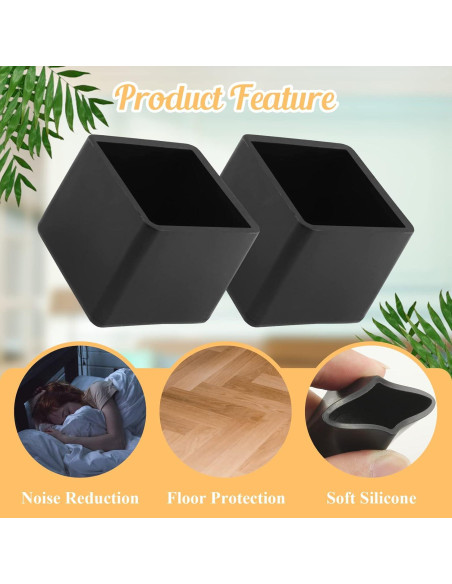 16 Tapones de Pierna de Silla HARSKIYER 25x25mm Caucho Negro