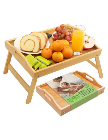 Bandeja de Cama Plegable TOPULORS de Bambú 39.9x30 cm
