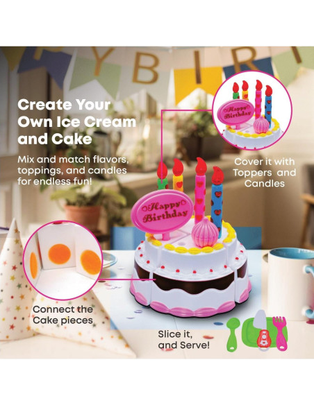 Conjunto de Comida de Juguete FUNERICA con Caja - Pizza, Helado, Pastel