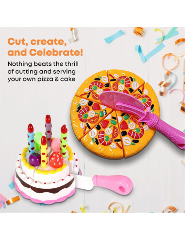 Conjunto de Comida de Juguete FUNERICA con Caja - Pizza, Helado, Pastel