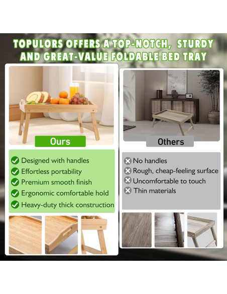 Bandeja de Cama Plegable TOPULORS de Bambú 39.9x30 cm