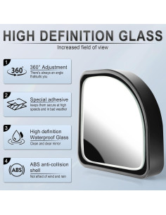 Espejos de Punto Ciego LivTee 2 Piezas Convexos Ajustables 2