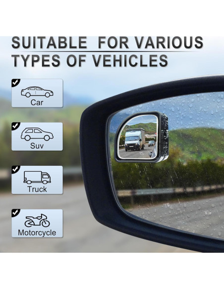 Espejos de Punto Ciego LivTee 2 Piezas Convexos Ajustables