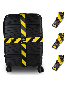 Correas de Equipaje Ajustables Helloeloo 188 cm Negro Amarillo 3 Pzas