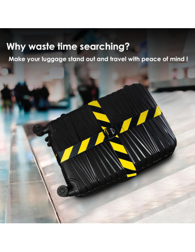 Correas de Equipaje Ajustables Helloeloo 188 cm Negro Amarillo 3 Pzas