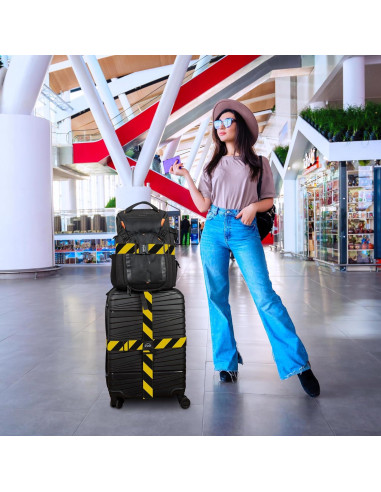 Correas de Equipaje Ajustables Helloeloo 188 cm Negro Amarillo 3 Pzas